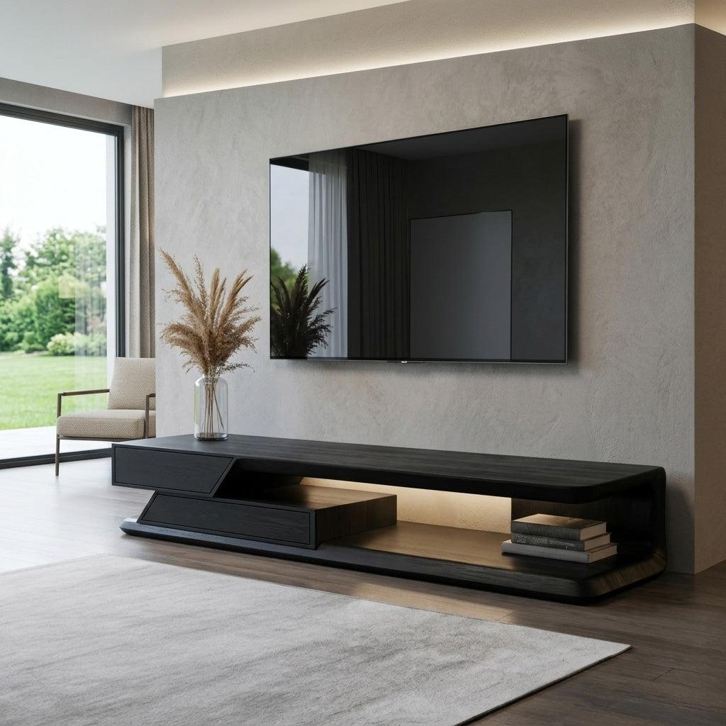 Modern TV Stand With Storage Shelves For Living Room