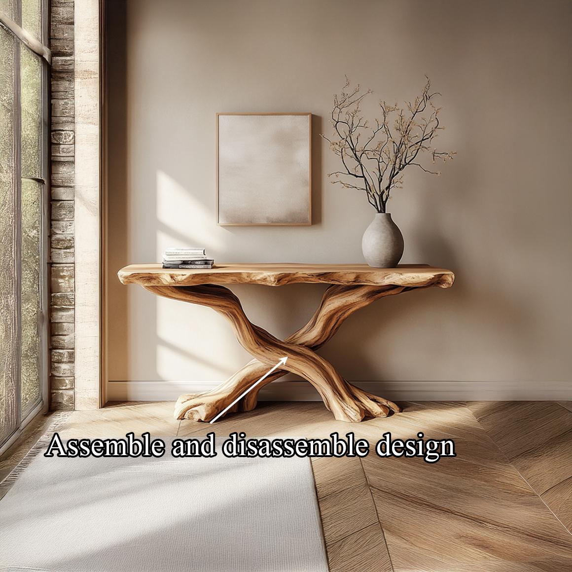 Handmade Console Table Solid Wood Artistic Live Edge Design For Living Room