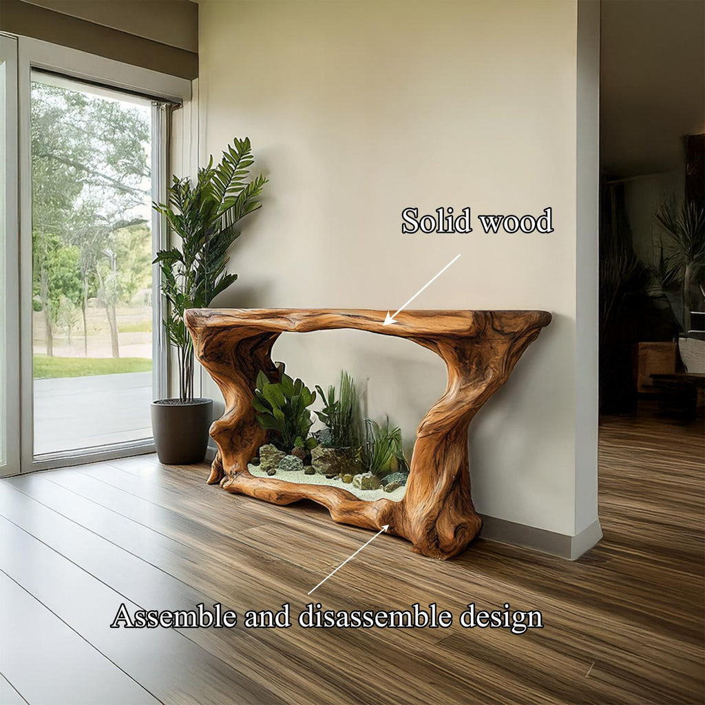 Rustic Modern Solid Wood Console Table, Entryway Accent Table for Living Room & Hallway, Model