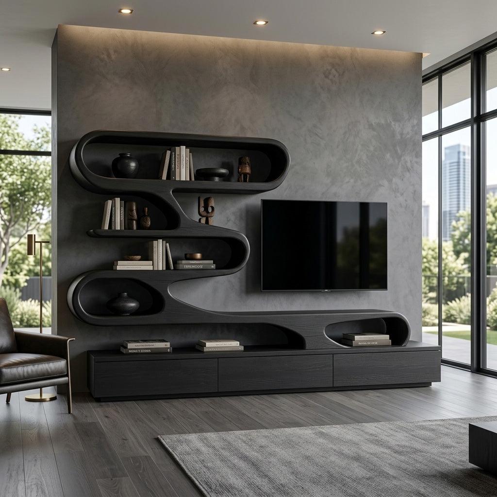 Modern Organic Wall TV Shelf System For Living Room