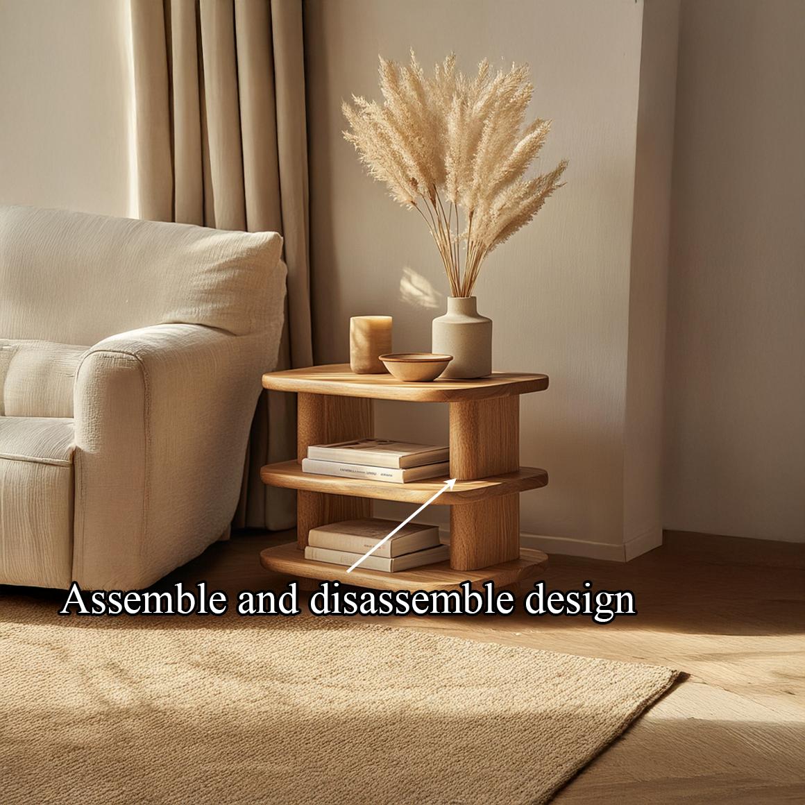 Mid Century Modern Storage Side Table, Handcrafted Wood End Table & Bedside Nightstand for Bedroom, Living Room