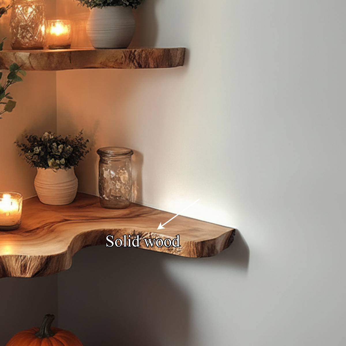 Rustic Farmhouse Wooden Floating Shelf, Tree Branch Wall Mounted Bookshelf, Spooky Gothic Halloween Home Decoration