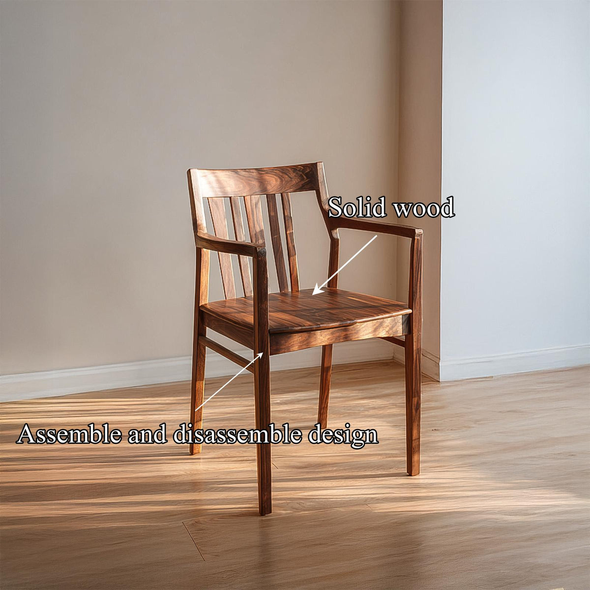 Spry Interior Mid Century Modern Wooden Dining Chair, Elegant Solid Wood Accent Armless Side Chair for Dining Room, Model SINLSAWC037