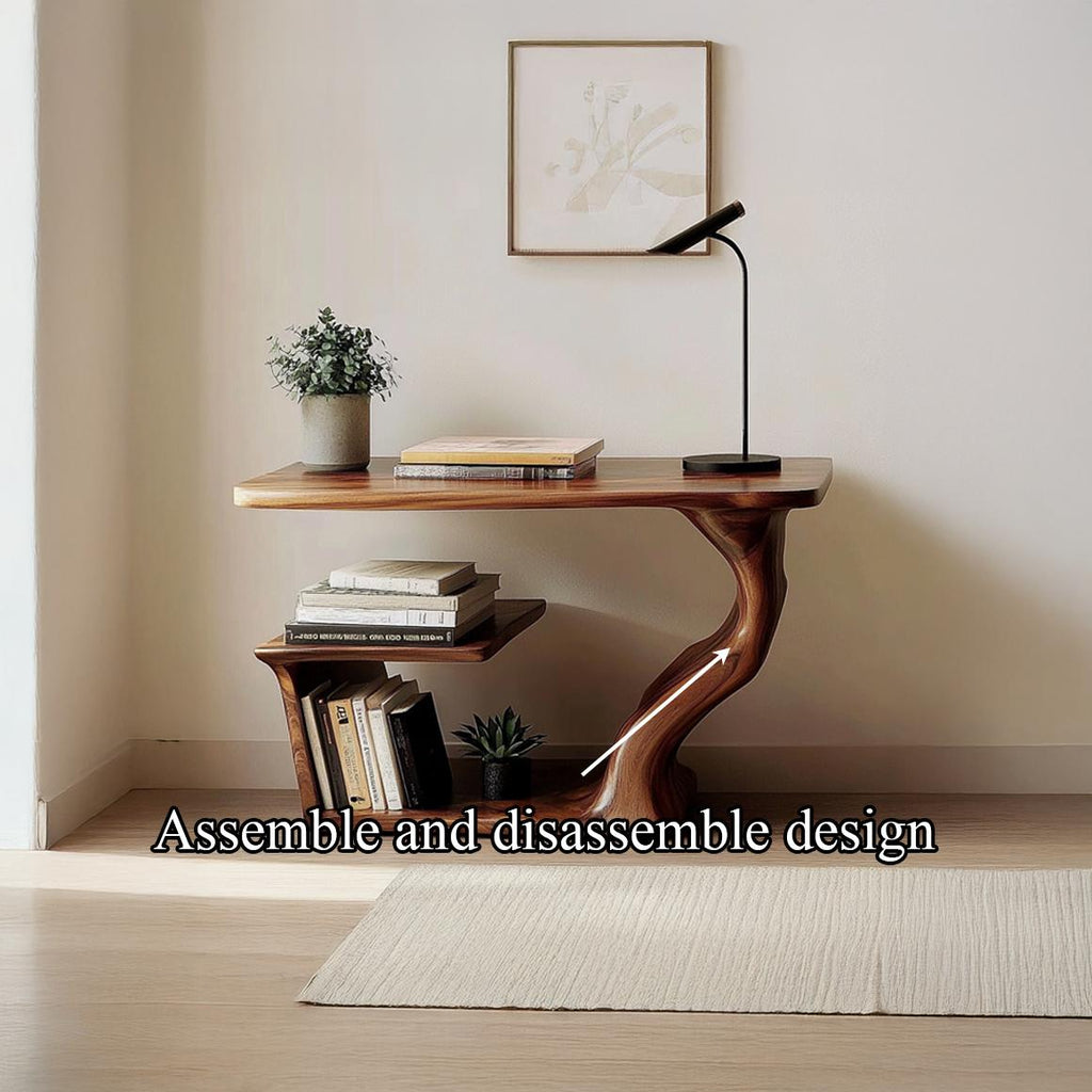 Mid-Century Modern Wood Side Table, End Table for Sofa & Bedroom Nightstand with Storage, Handmade Wood Side Desk