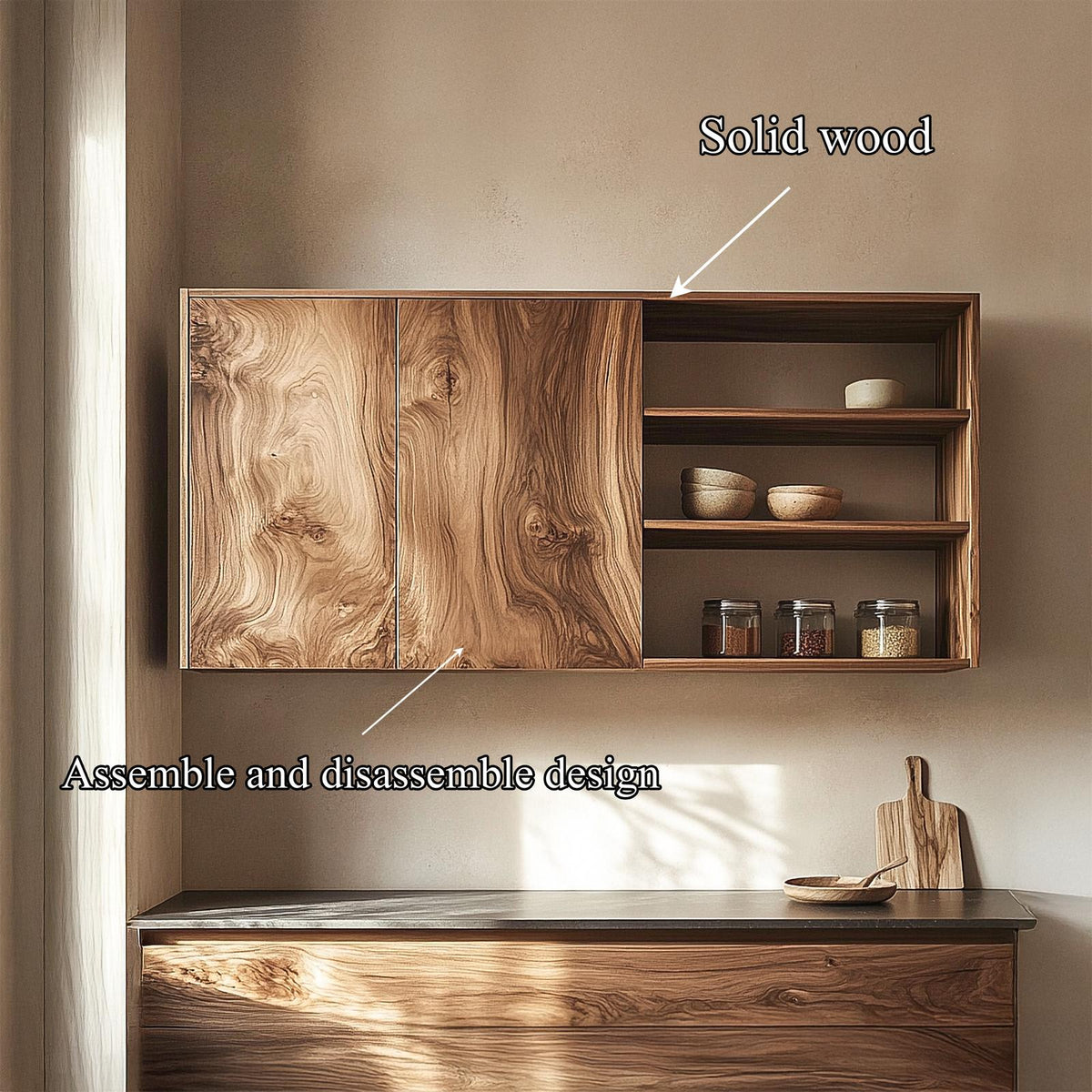 Mid Century Wall Mounted Display Storage For Kitchen