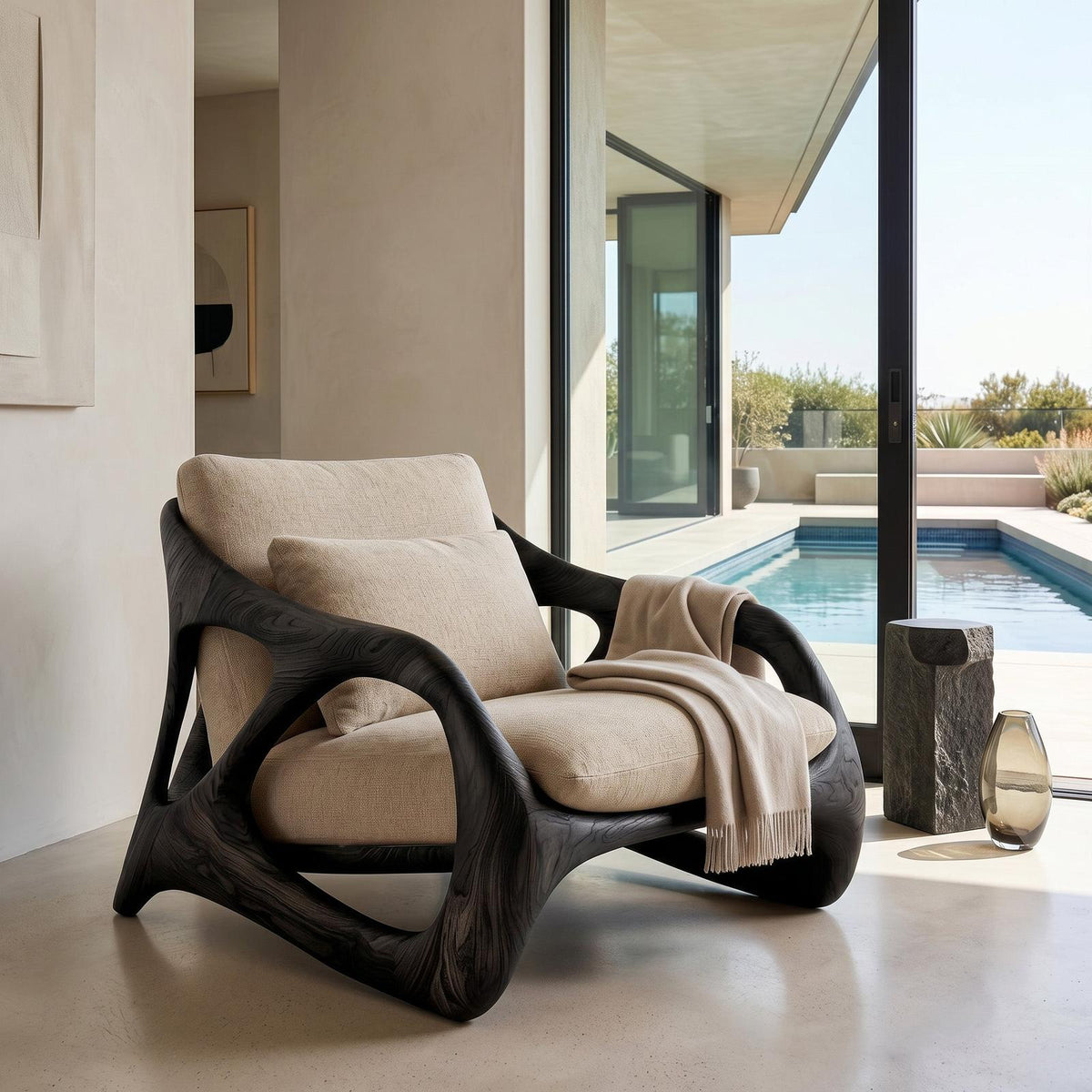 Luxury Frame Sculptural Armchair For Reading Nook