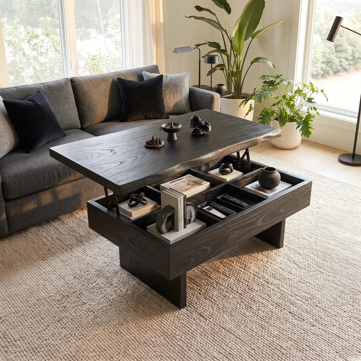 Contemporary Storage Lift Top Coffee Table City Apartment