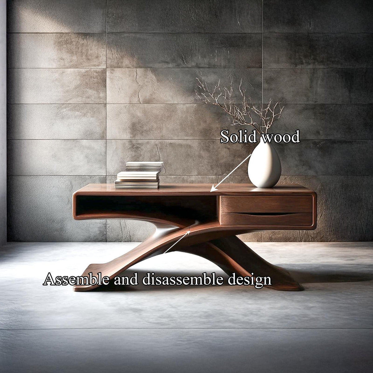 Mid Century Modern Wood Console Table, Living Room & Entryway Accent Sofa Table, Model