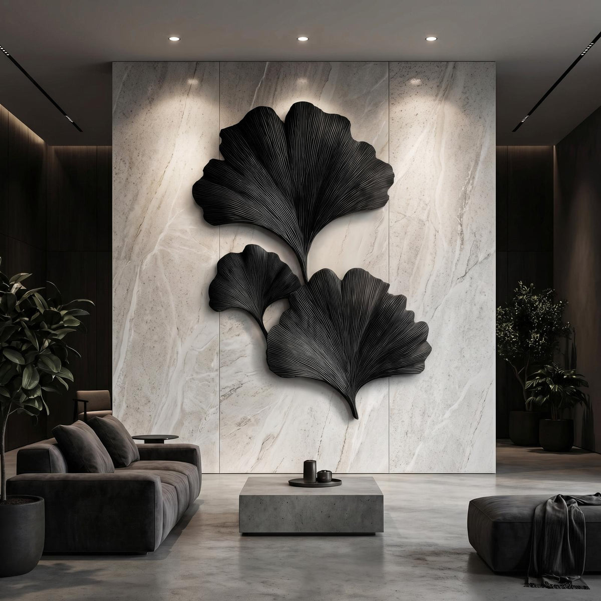 Spry Interior Sculptural Ginkgo Leaf Wood Wall Art, Handcrafted Abstract Botanical Wooden Sculpture for Living Room & Bedroom, SINLHAWD066
