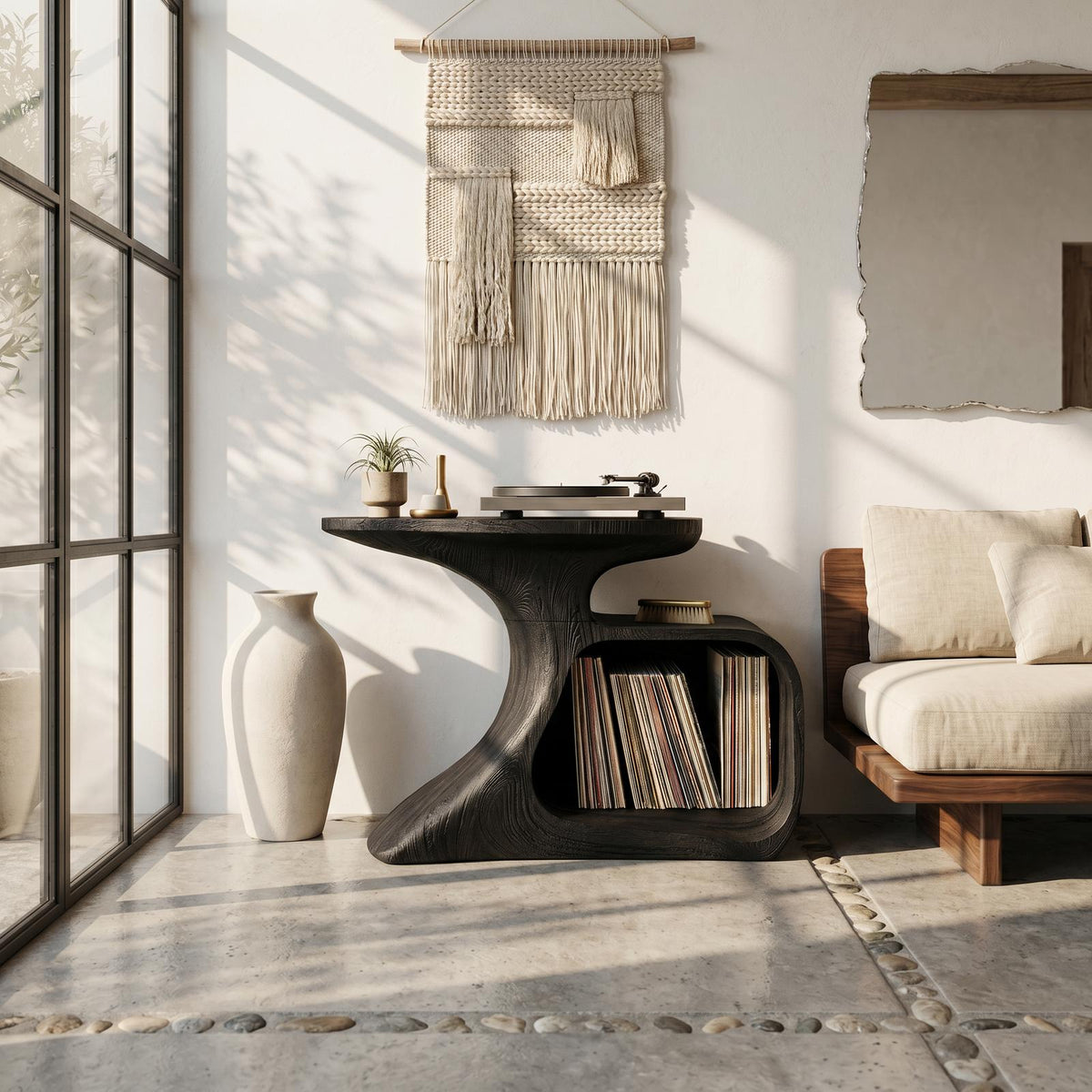 Handcrafted Record Stand Artisan Living Room Decor