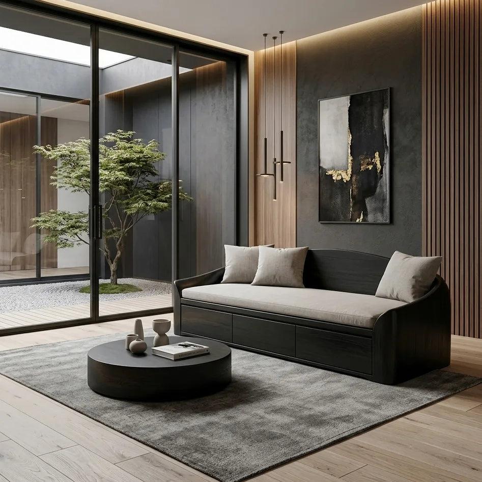 Contemporary Wooden Sofa With Drawers For Living Room RTNGHNSFA072