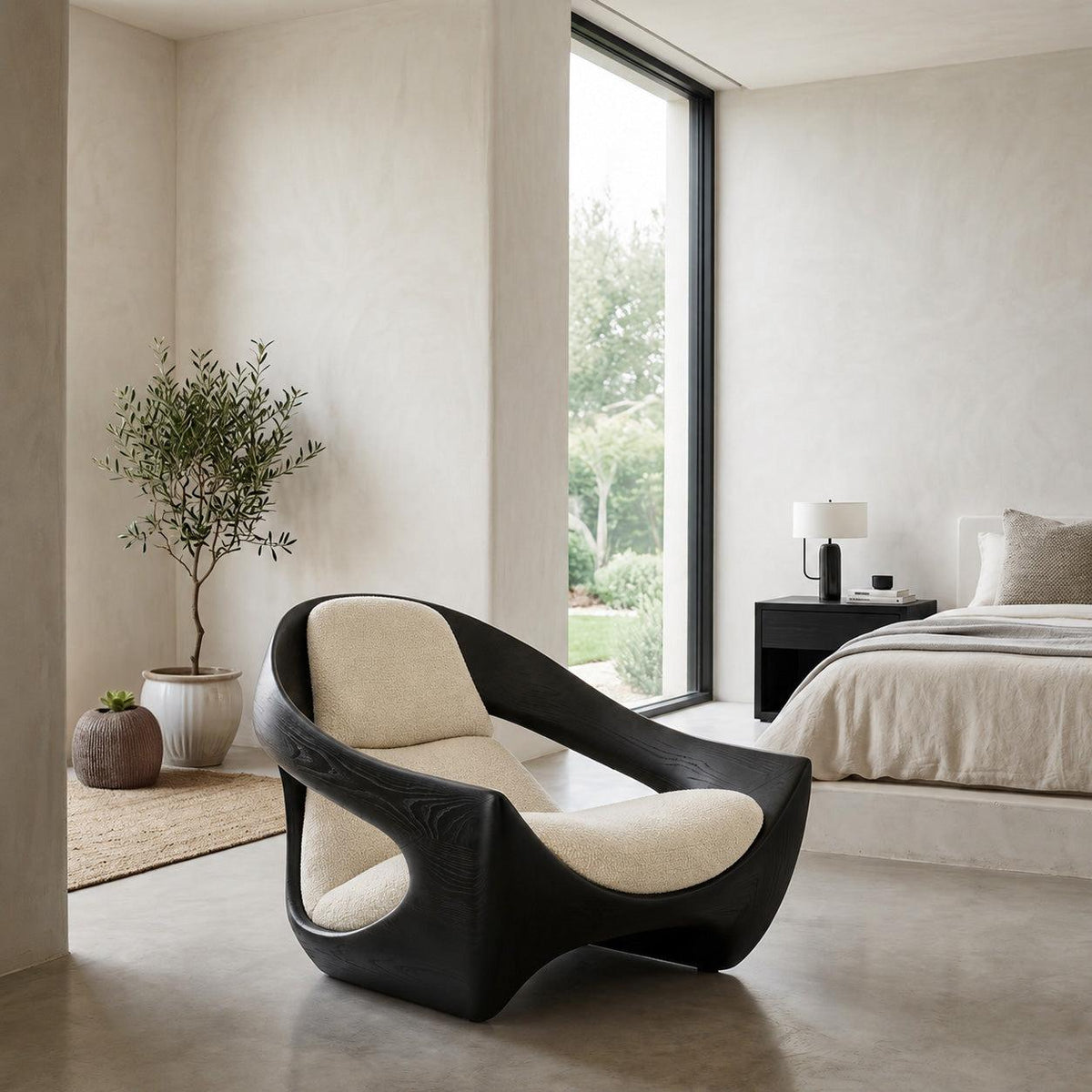 Spry Interior Artistic Natural Wood Accent Chair, Sculptural Handcrafted Solid Wood Lounge Armchair for Contemporary Living Room, Model RTTHHNCHR150