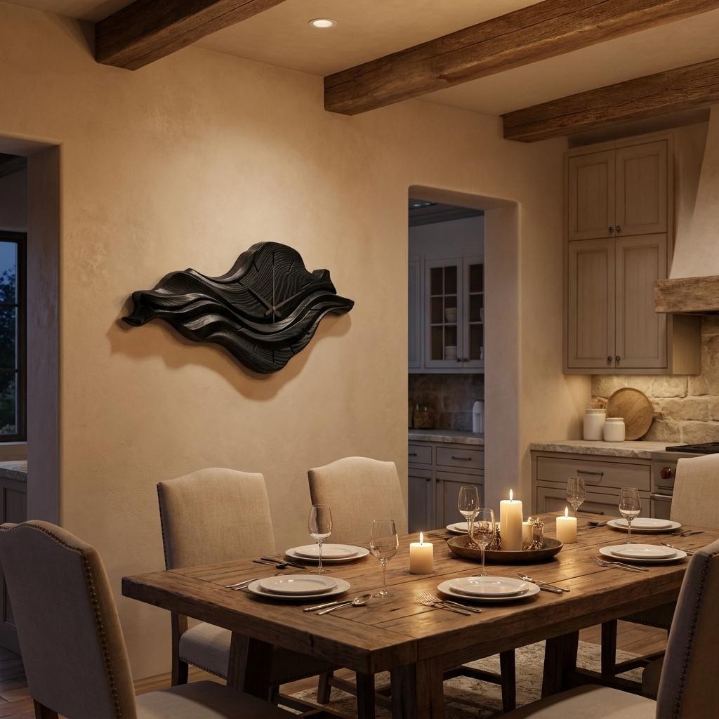Contemporary Wooden Wall Clock With Unique Wave Sculpture For Home RTTHTTWAC025