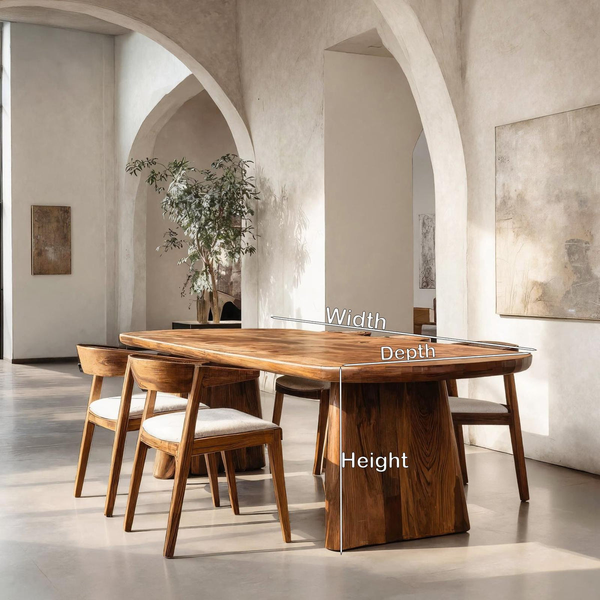 Modern Minimalist Wooden Dining Table, Sculptural Handcrafted Dining Room Kitchen Table, Model