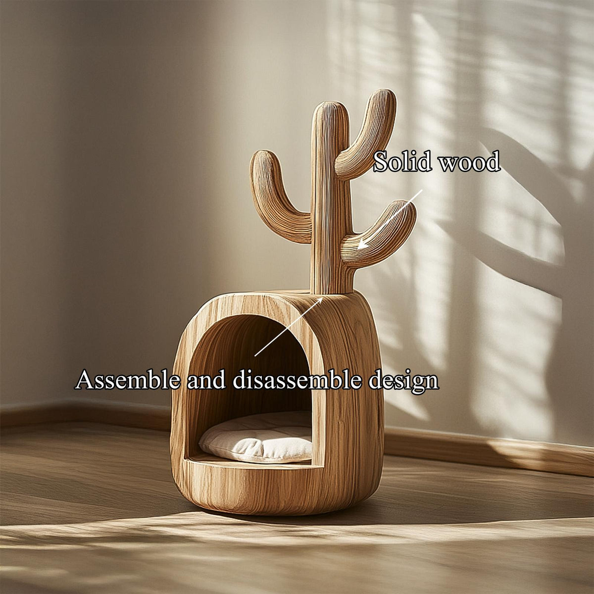 Organic Wooden Cat House Pet Furniture Living Room SINLSATT104