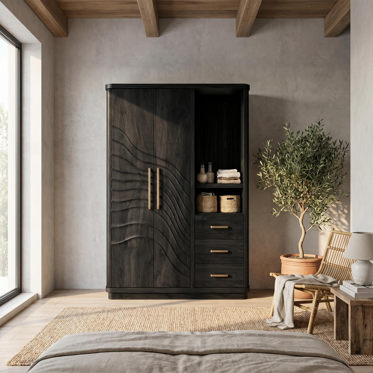 Modern Artistic Form Armoire For Open Lounge Bedroom SILDTTNWDE005