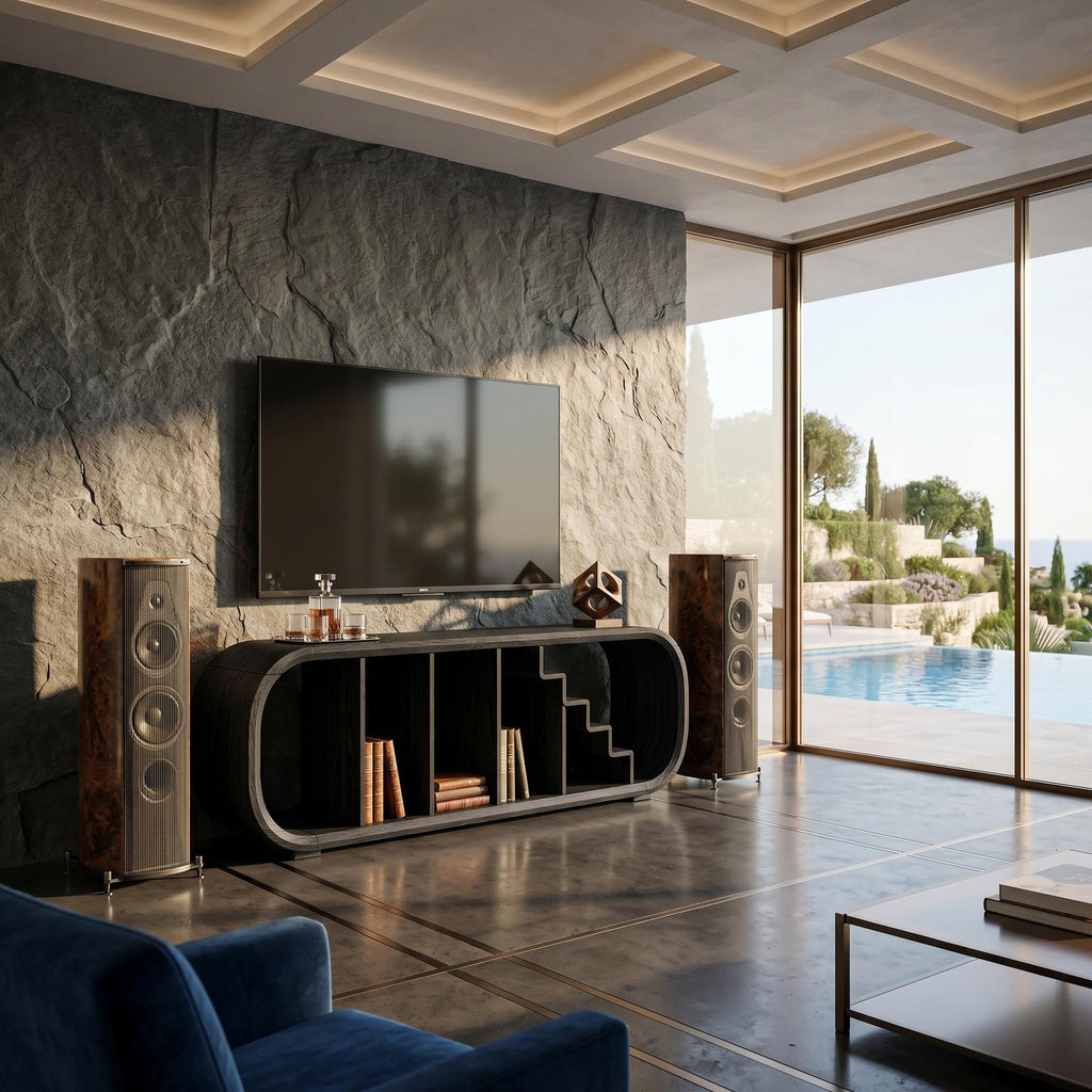 Modern Organic TV Console, Handcrafted Wooden Media Cabinet Credenza for Living Room