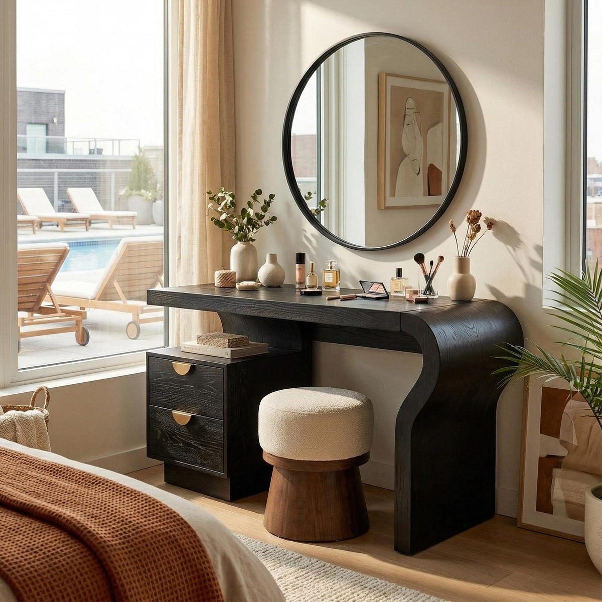 Spry Interior Minimalist Wood Vanity Table, Modern Dressing Desk & Makeup Vanity for Bedroom & Walk-In Closet, SILDTTRMV015