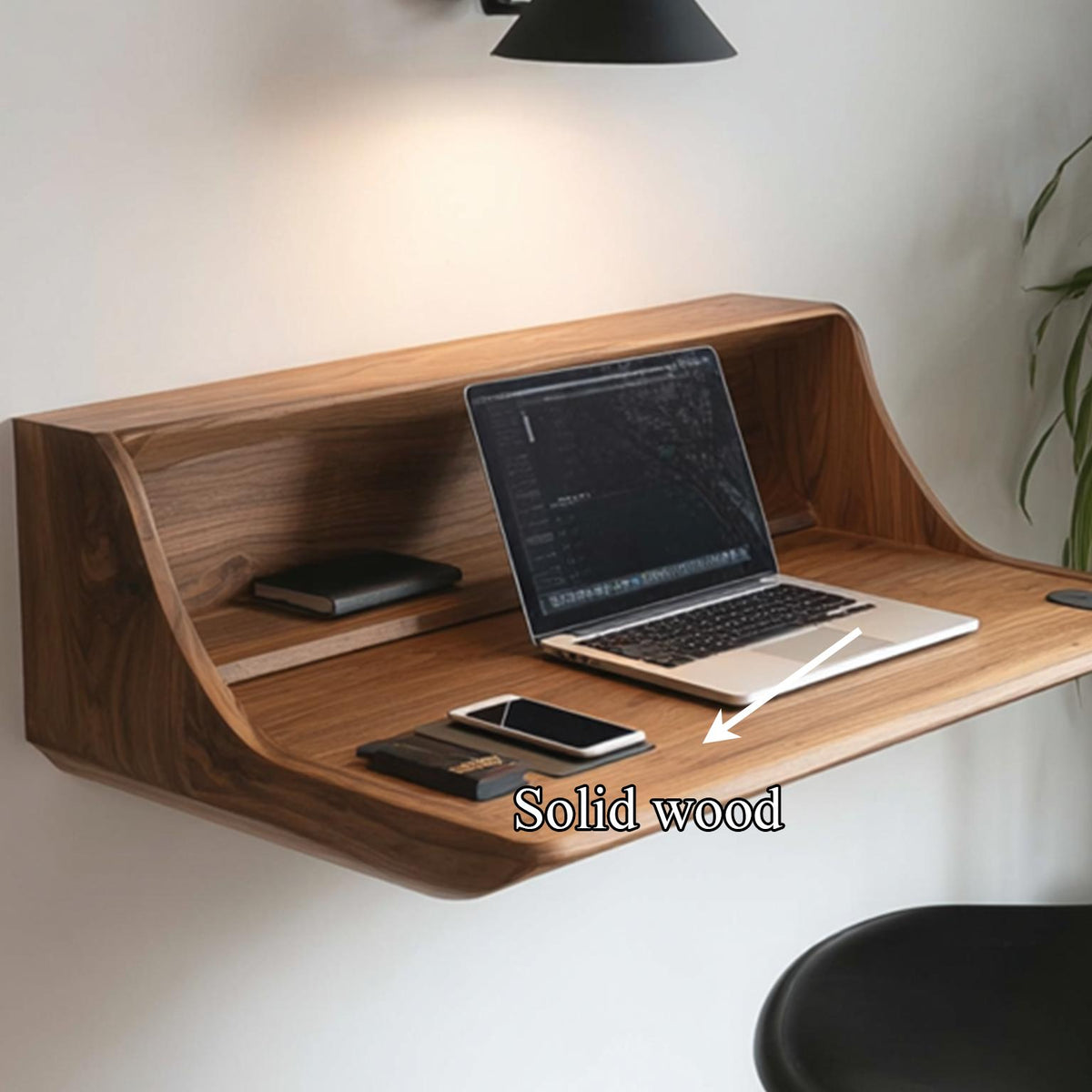 Wall Mounted Desk Solid Wood Live Edge Minimal Gift