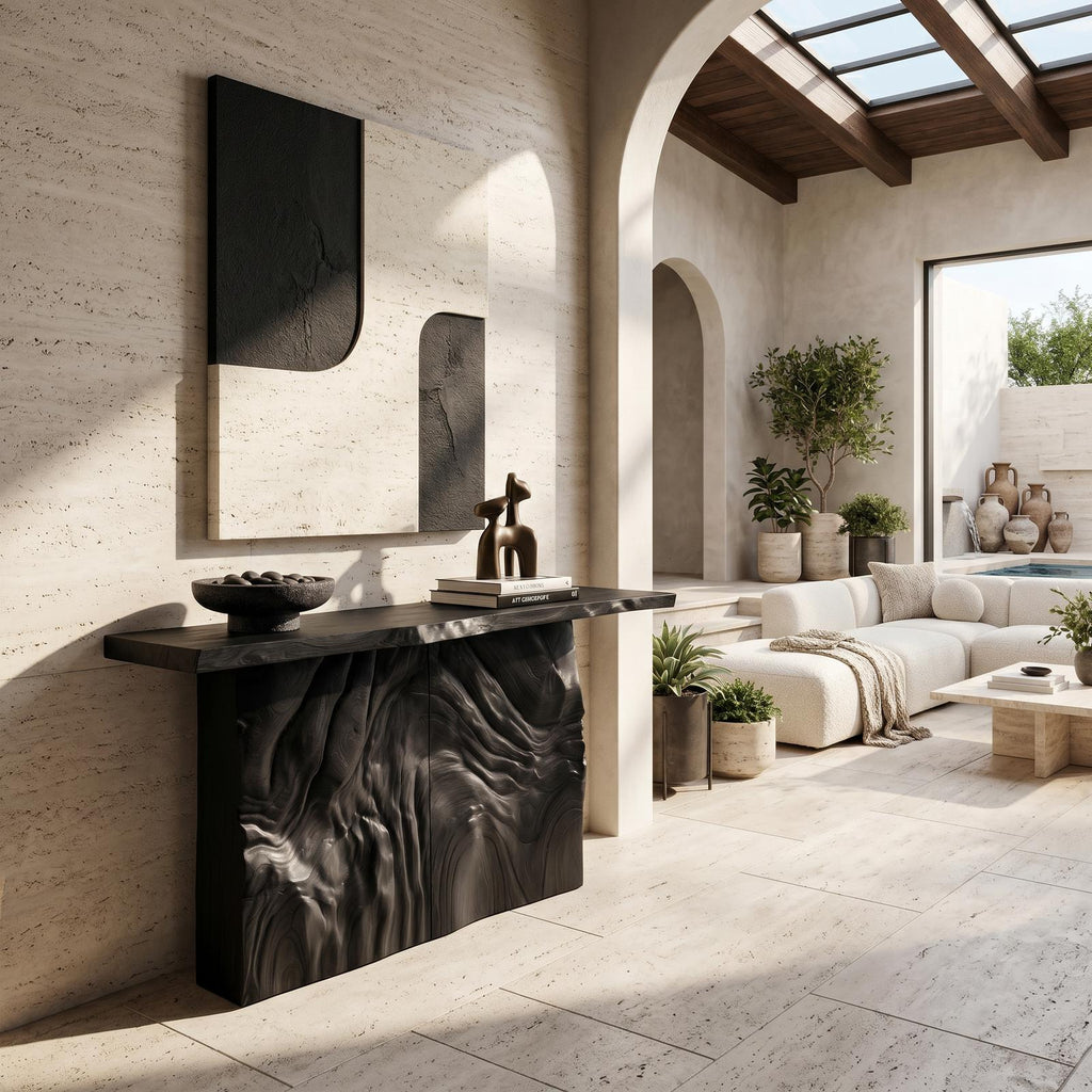 Modern Sculpted Base Display Table For Lounge Interior Space