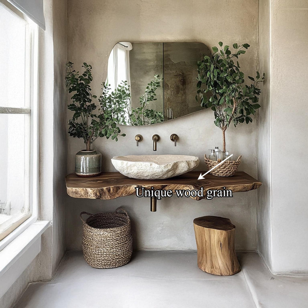 Midcentury Natural Wood Vanity Bathroom