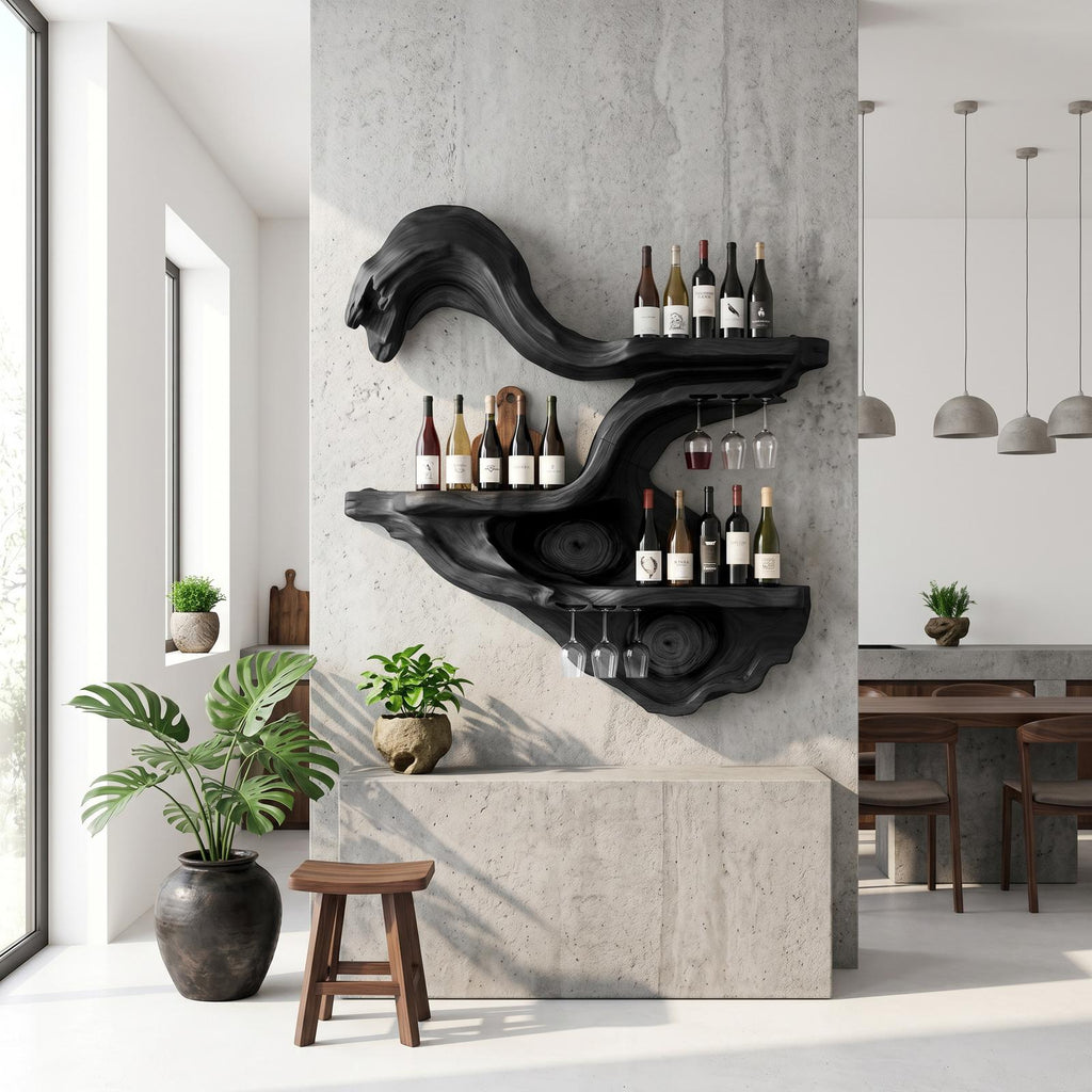 Farmhouse Wall Mounted Wine Rack For Kitchen