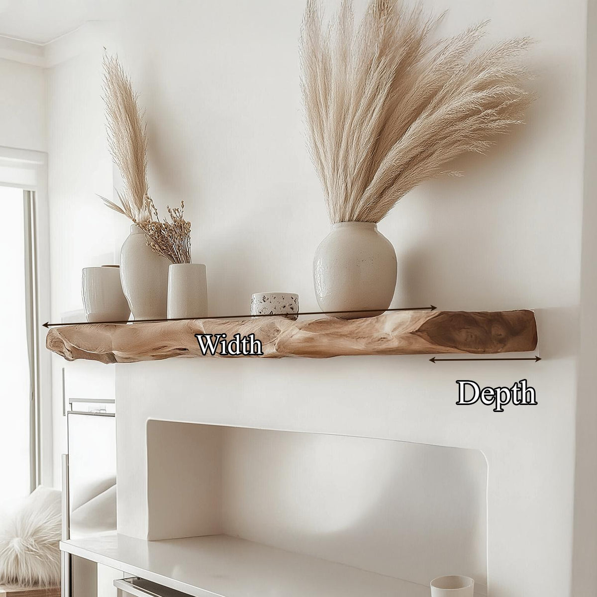 Live Edge Wood Floating Shelf – Boho Rustic For Kitchen Decor