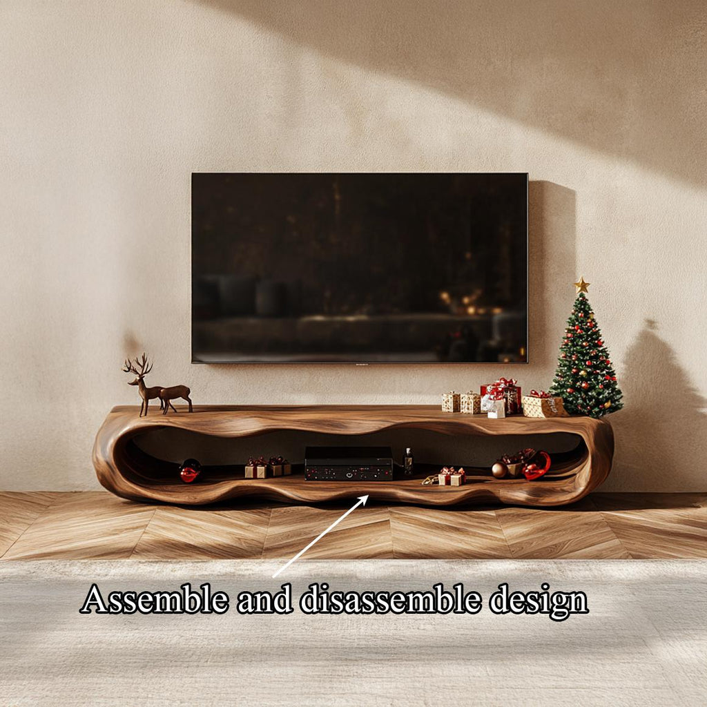 Rustic Wood TV Stand Cabinet, Farmhouse Solid Timber Media Console, Television Credenza Storage for Living Room