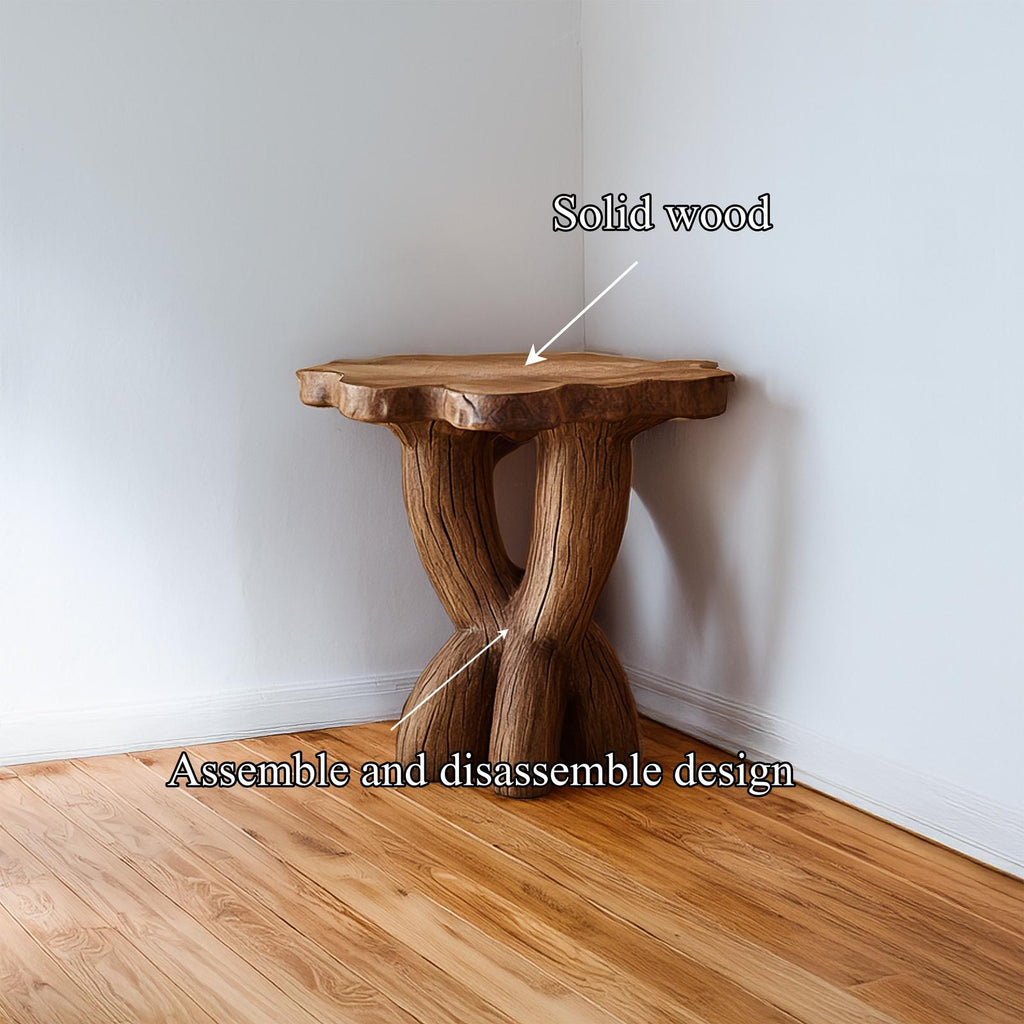Rustic Sculptural End Table, Handcrafted Solid Wood Side Table, Living Room & Bedroom Holiday Decor Accent