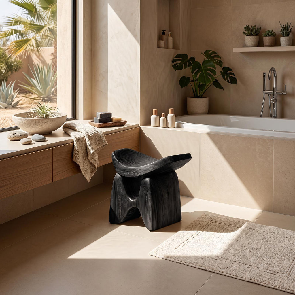 Mid Century Shower Stool For Elegant Bathroom Look