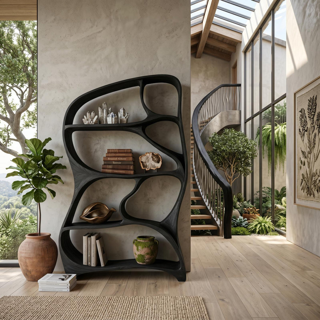 Organic Wall Bookcase For Contemporary Living Room