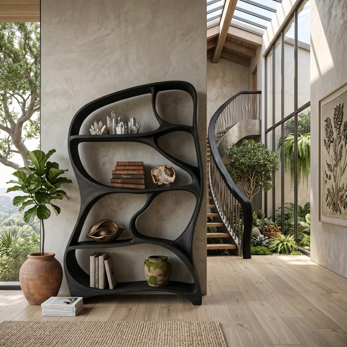 Organic Wall Bookcase For Contemporary Living Room