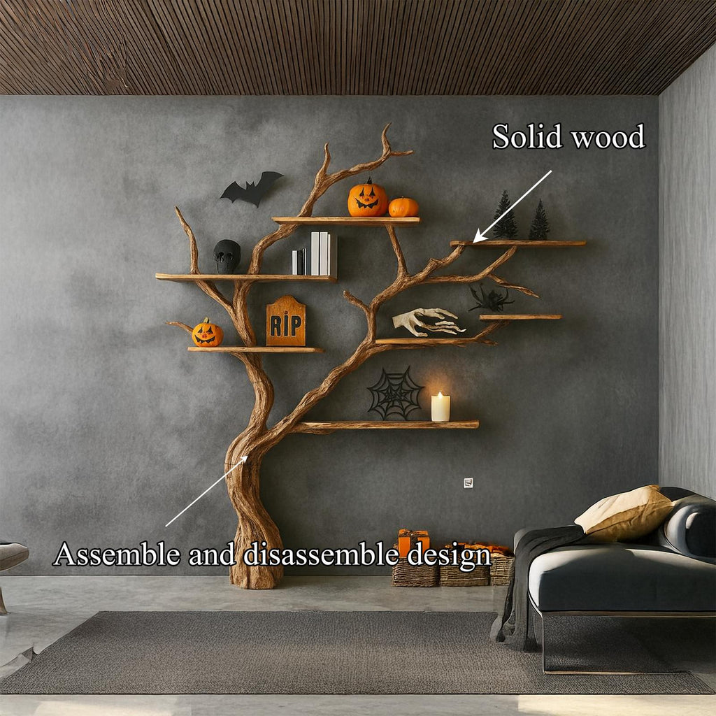 Midcentury Tree Bookshelf Living Room Halloween