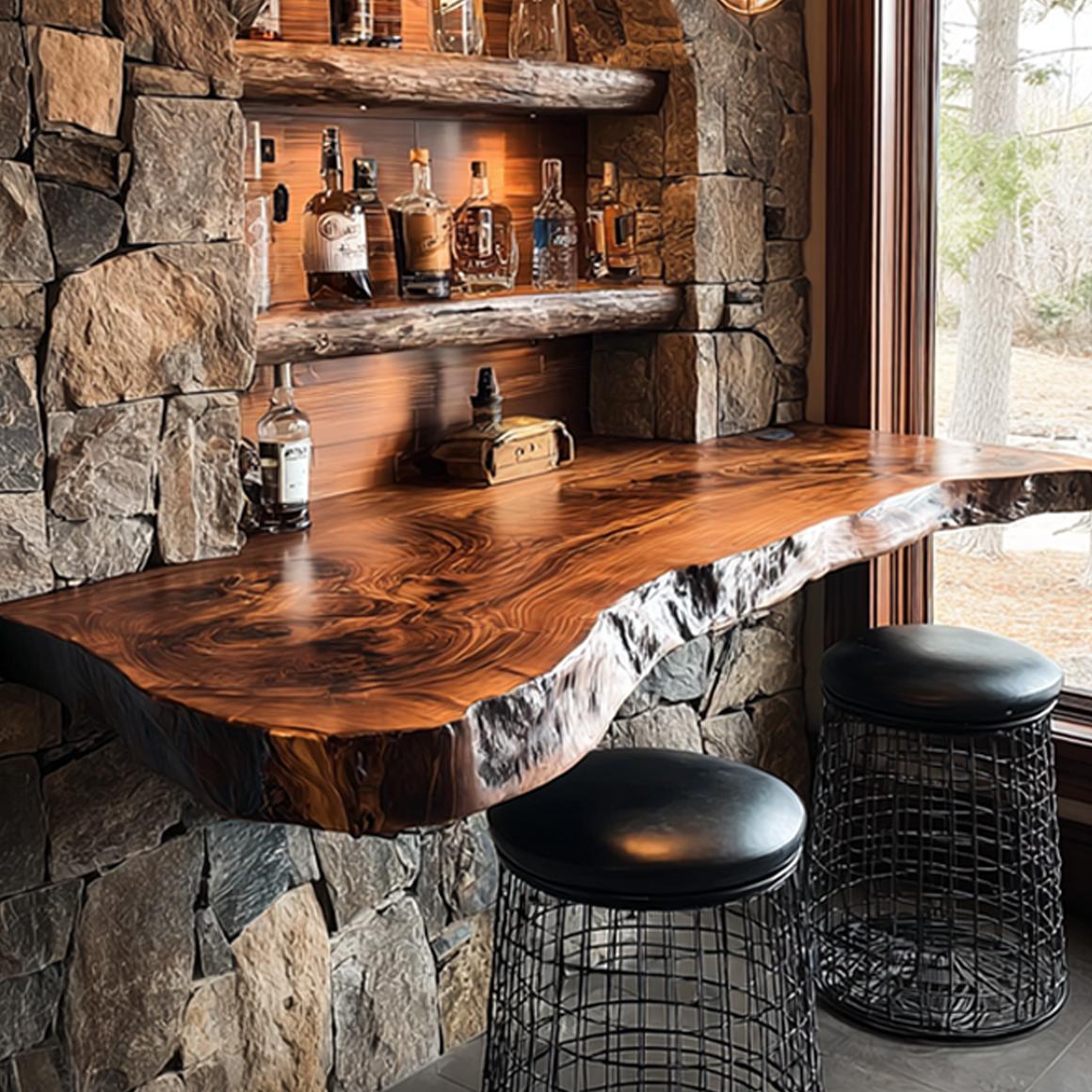 Rustic Floating Bar Shelf Dining Room Home Decor