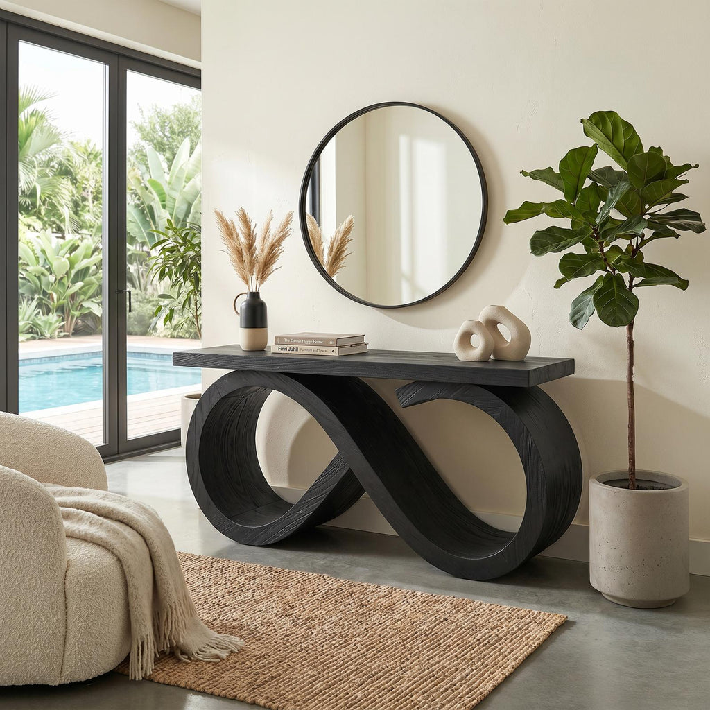 Contemporary Infinity Loop Console Table Modern Hallway SILDTTRCS072