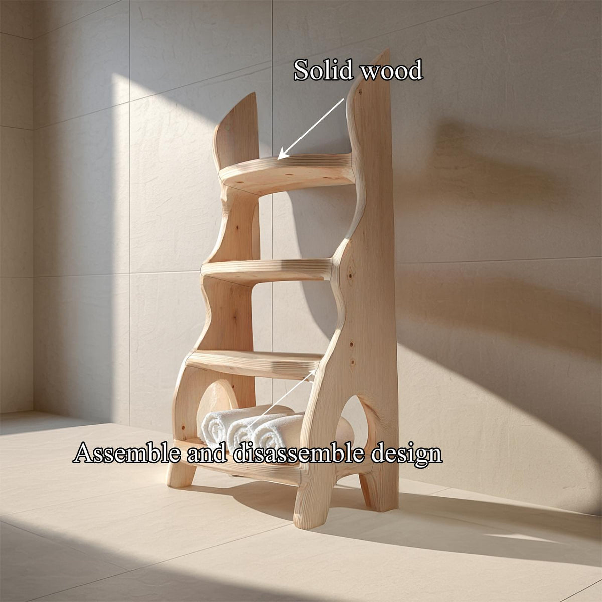 Rustic Sculptural Bathroom Shelf Bathroom Interior Storage Stand