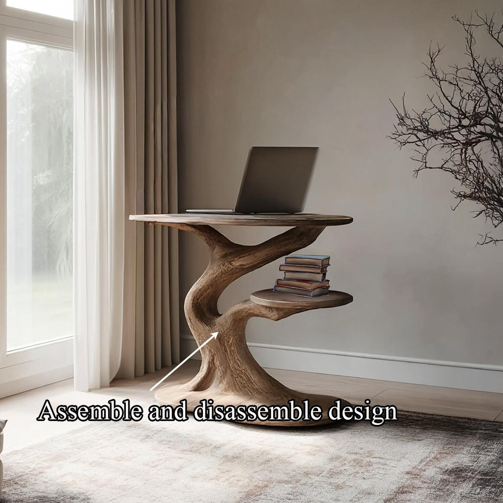 Rustic Wood End Table, Compact Accent Side Table for Home Office & Reading Nook, Handcrafted Small Coffee Table Wood