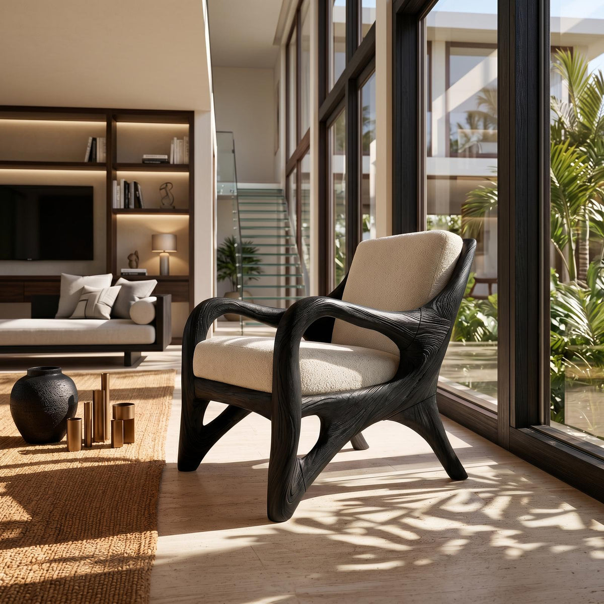 Organic Wood Reading Chair with Contemporary Artistic Form SILDTTRCHR022