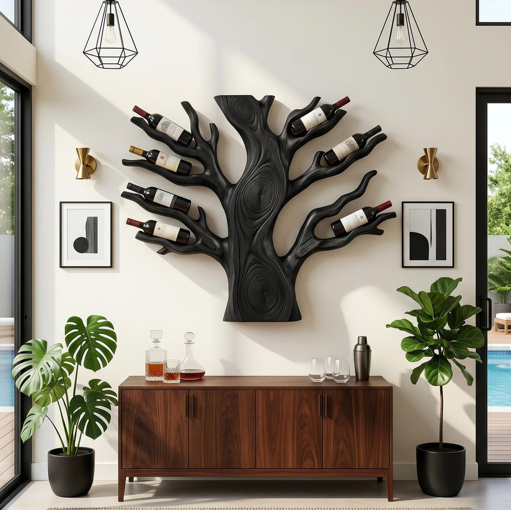 Coastal Floating Wine Rack For Living Room SILDTTRWH113