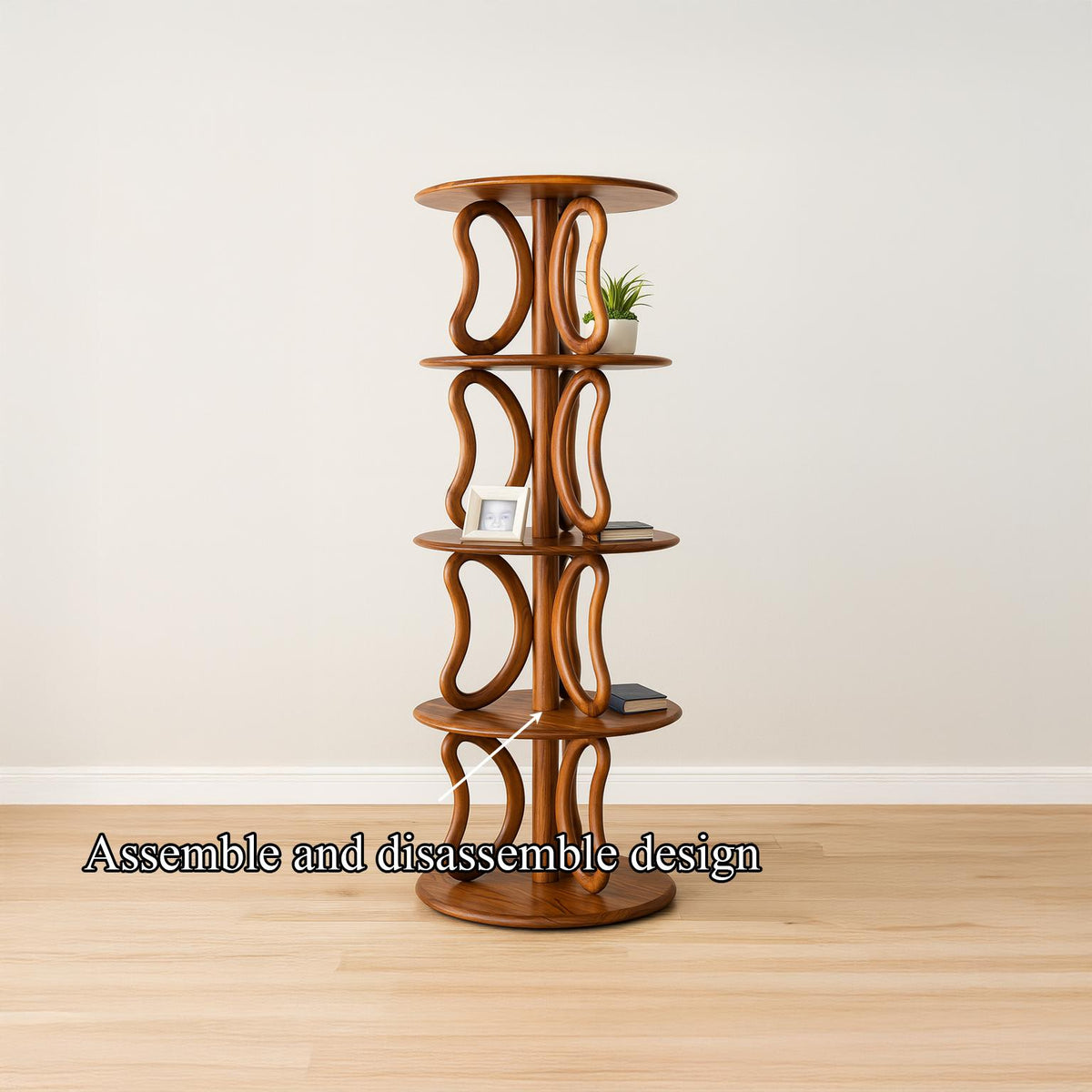 Rustic Round Bookshelf Living Room