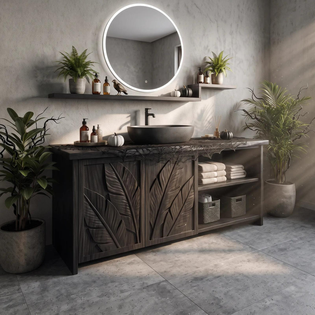 Handcrafted Rustic Pumpkin Bathroom Vanity Wellness Suite