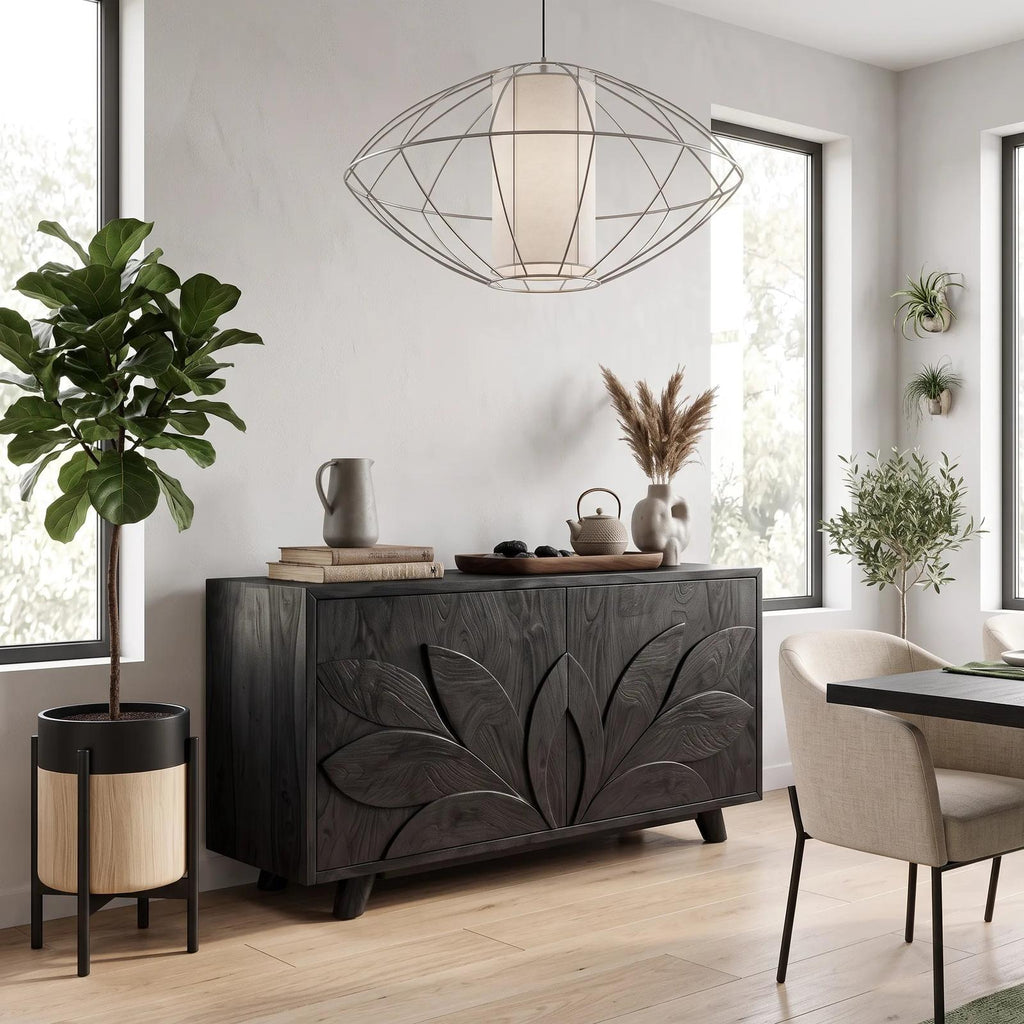 Organic Carved Sideboard Cabinet Living Room
