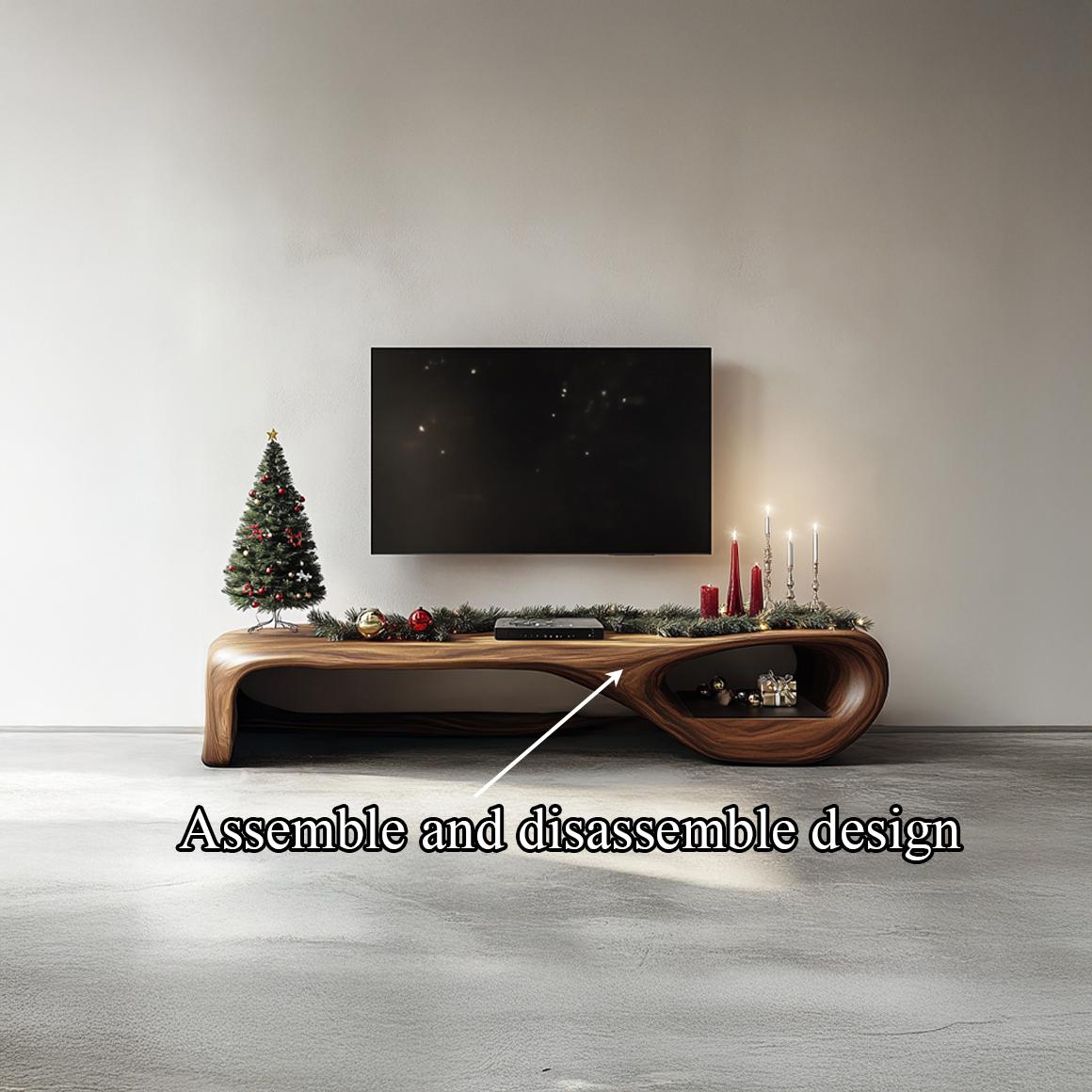 Rustic TV Stand Console Living Room Christmas Decor
