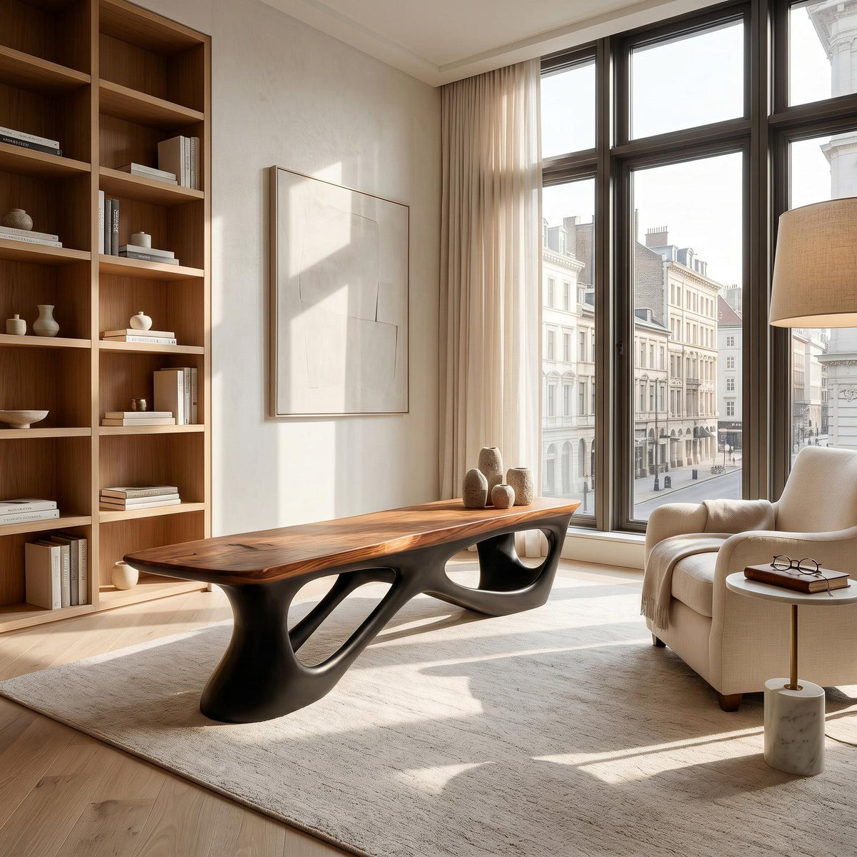 Contemporary Natural Wood Bench For Luxury Window Corner RTTHHNCHR159