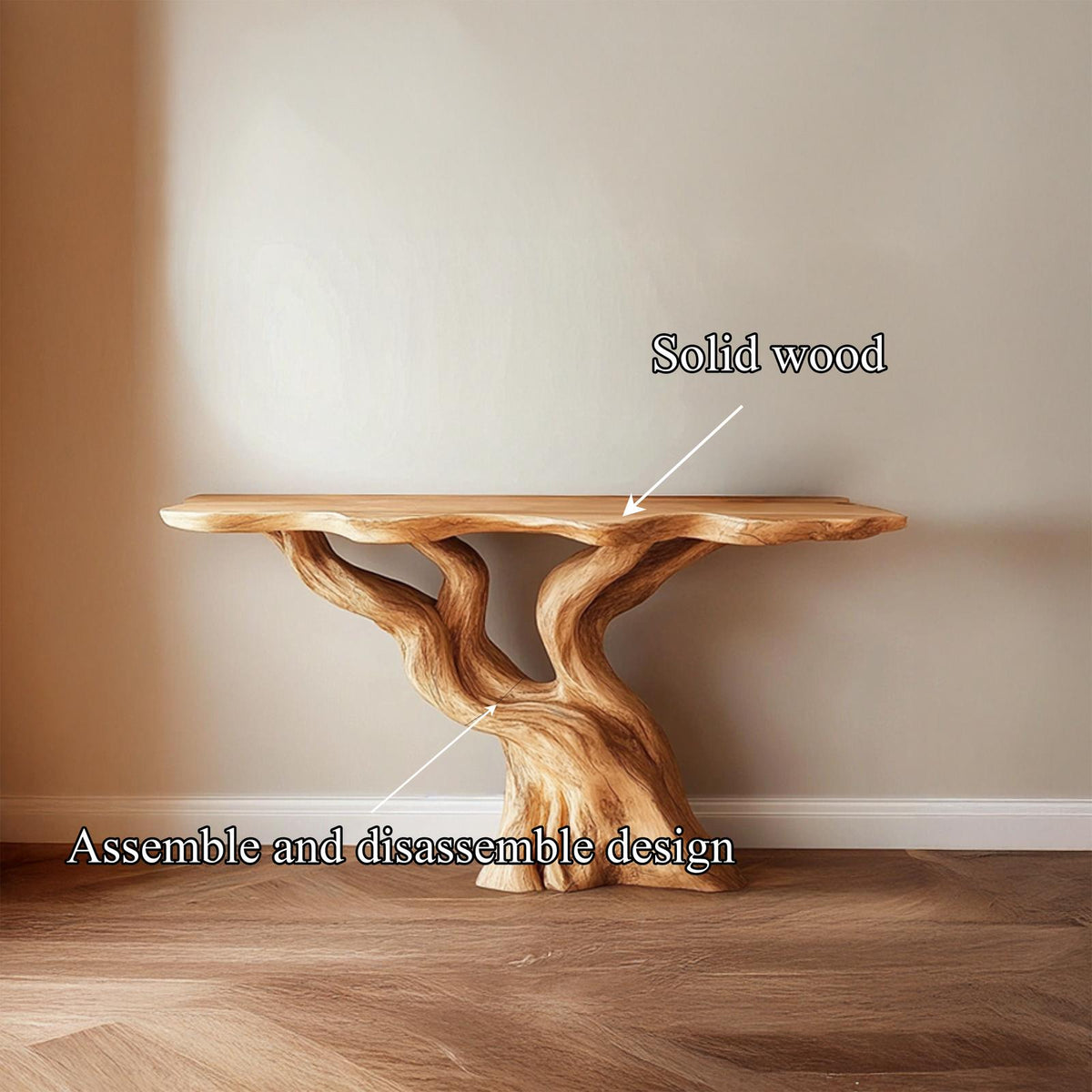 Rustic Solid Wood Console Table, Handcrafted Live Edge Entryway Table, Accent Foyer Table for Living Room