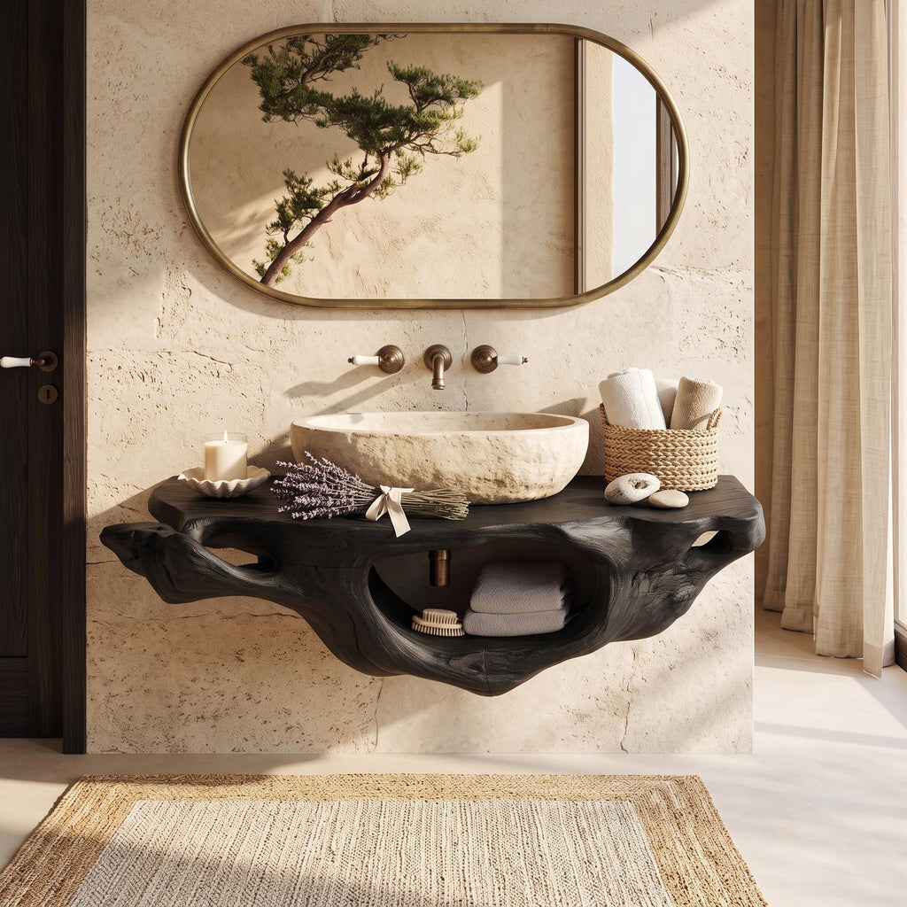 Farmhouse Live Edge Vanity For Bathroom Decor Ideas