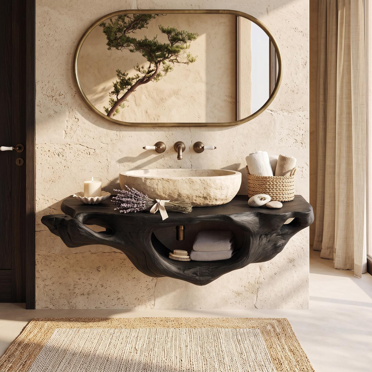 Farmhouse Live Edge Vanity For Bathroom Decor Ideas