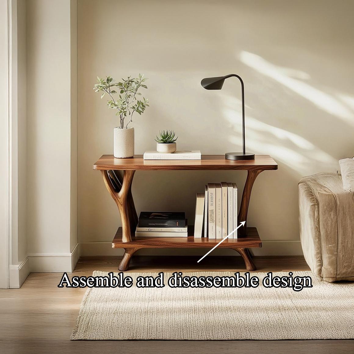 Mid-Century Modern Side Table, Solid Wood End Table for Living Room Sofa & Accent Nightstand, Handcrafted Wooden Furniture