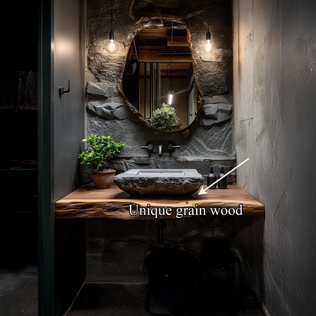 Rustic Floating Shelf Vanity Powder Room