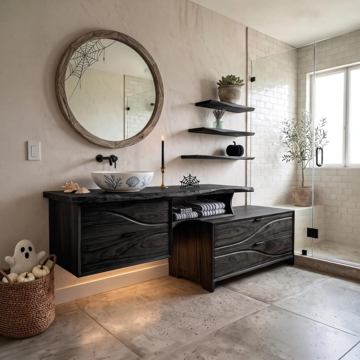 Organic Pumpkin Floating Bathroom Vanity Modern Bathroom